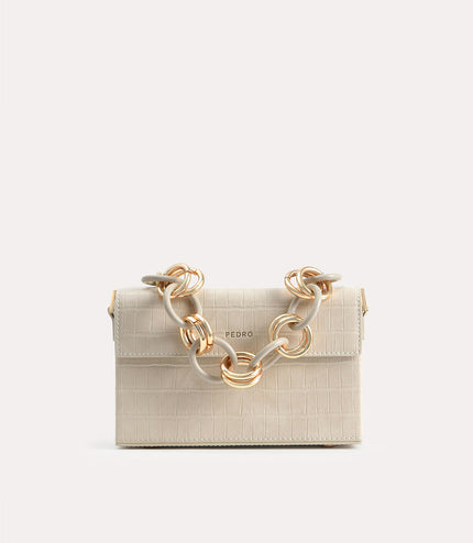 Croc-Effect Boxy Shoulder Bag