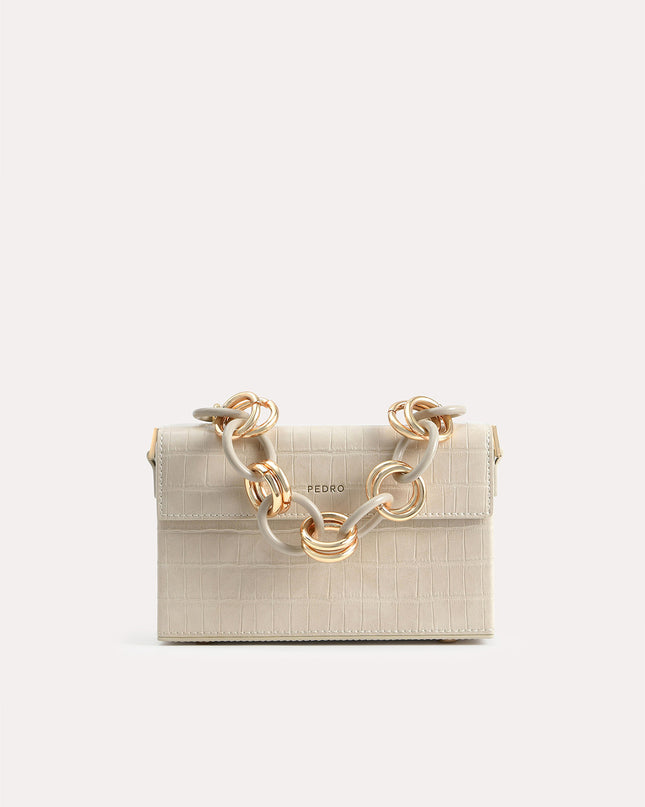 Croc-Effect Boxy Shoulder Bag