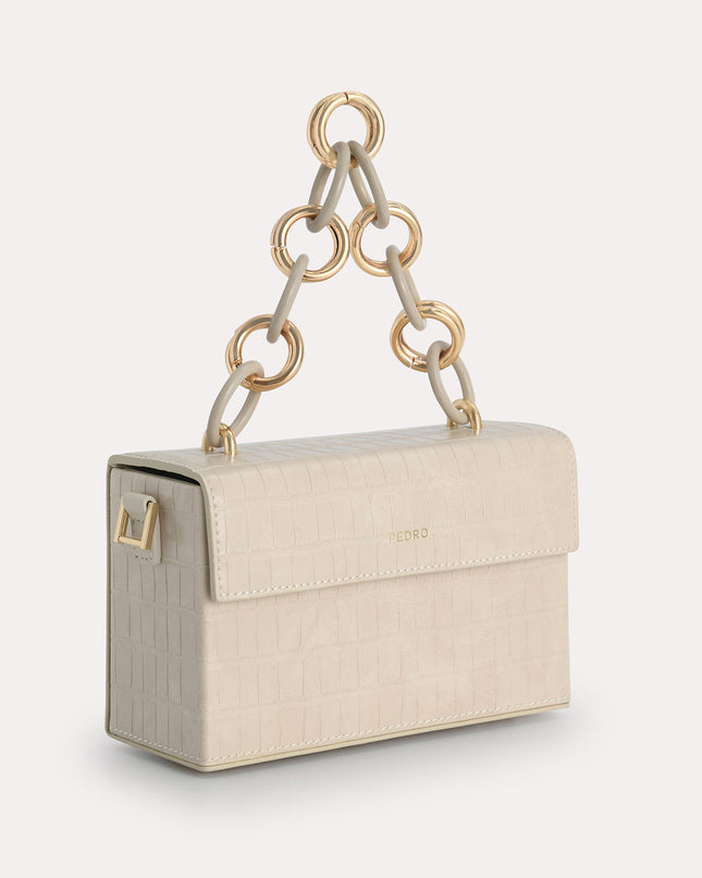 Croc-Effect Boxy Shoulder Bag