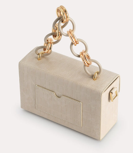 Croc-Effect Boxy Shoulder Bag