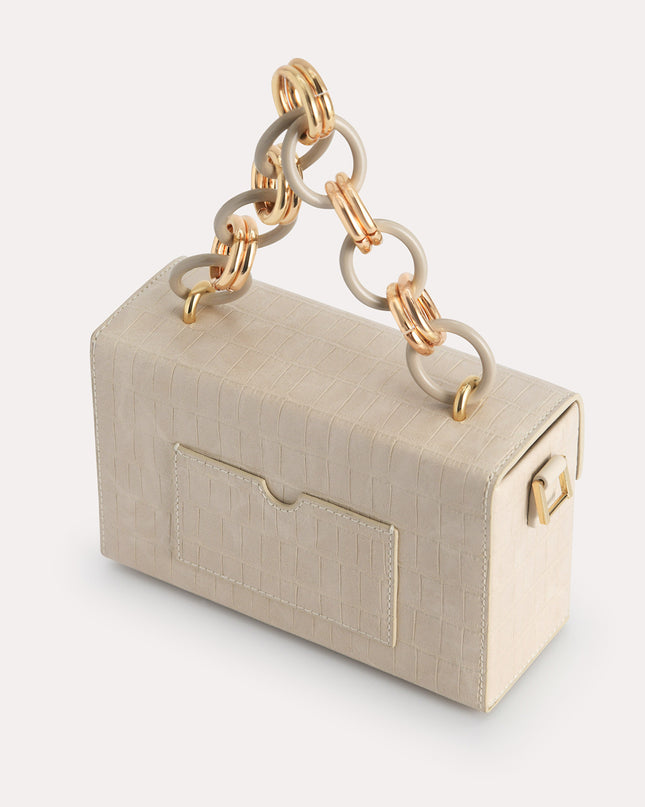 Croc-Effect Boxy Shoulder Bag