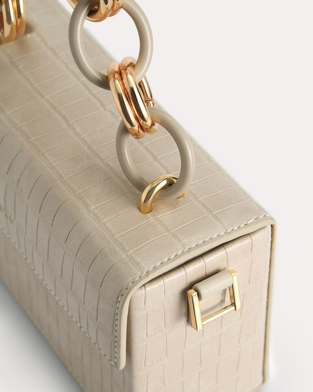 Croc-Effect Boxy Shoulder Bag