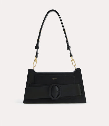 Octagon Buckled Leather Shoulder Bag