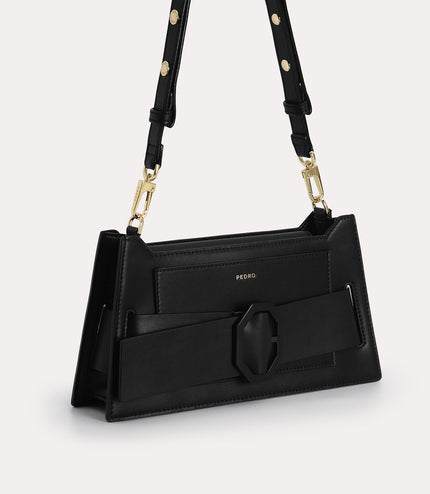 Octagon Buckled Leather Shoulder Bag
