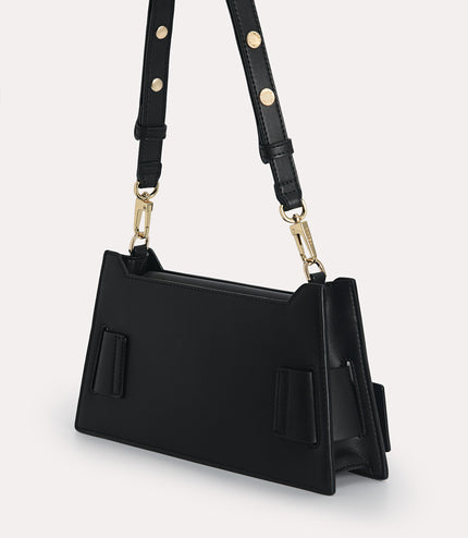 Octagon Buckled Leather Shoulder Bag