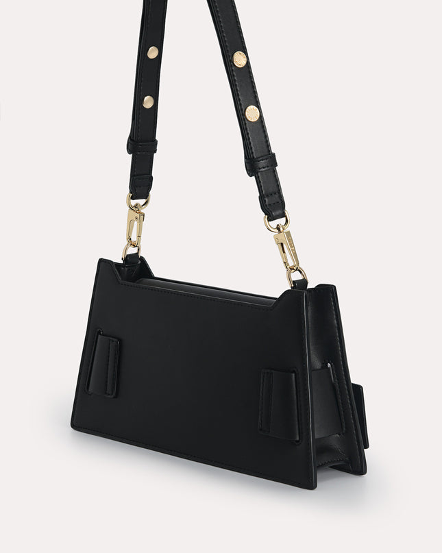 Octagon Buckled Leather Shoulder Bag
