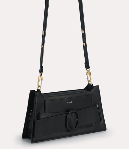 Octagon Buckled Leather Shoulder Bag