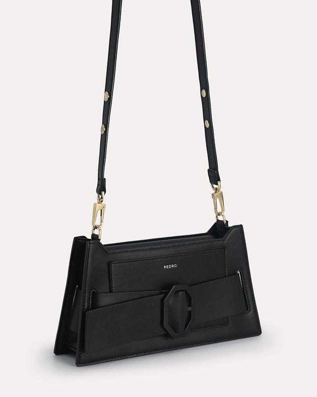 Octagon Buckled Leather Shoulder Bag