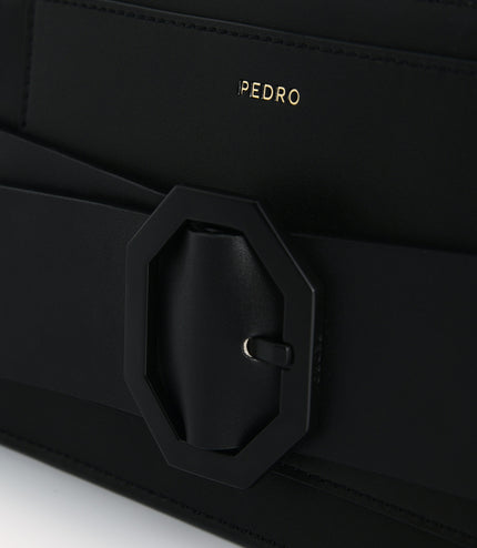 Octagon Buckled Leather Shoulder Bag