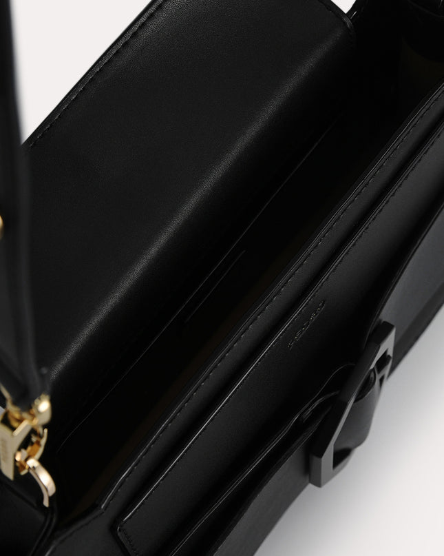Octagon Buckled Leather Shoulder Bag