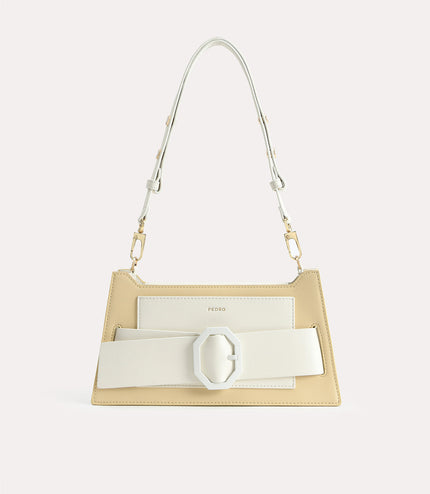 Octagon Buckled Leather Shoulder Bag