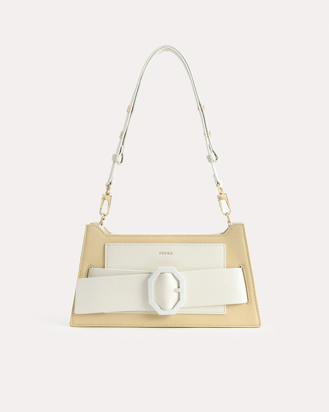 Octagon Buckled Leather Shoulder Bag