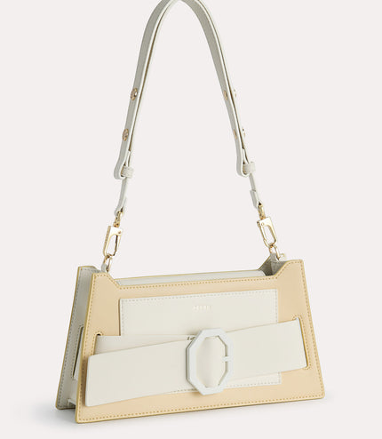 Octagon Buckled Leather Shoulder Bag