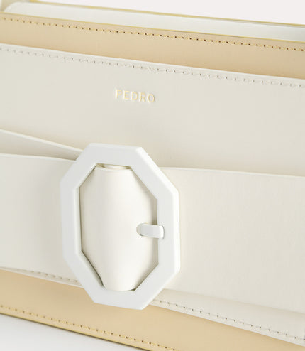 Octagon Buckled Leather Shoulder Bag