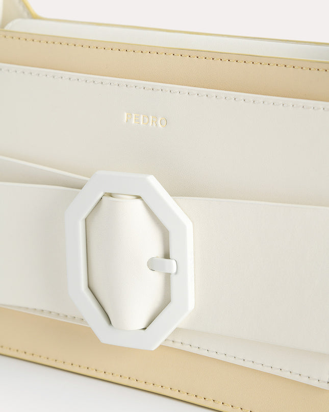 Octagon Buckled Leather Shoulder Bag