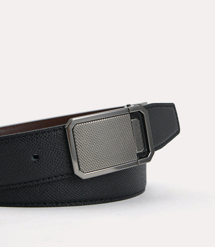 Textured Leather Reversible Tang Belt