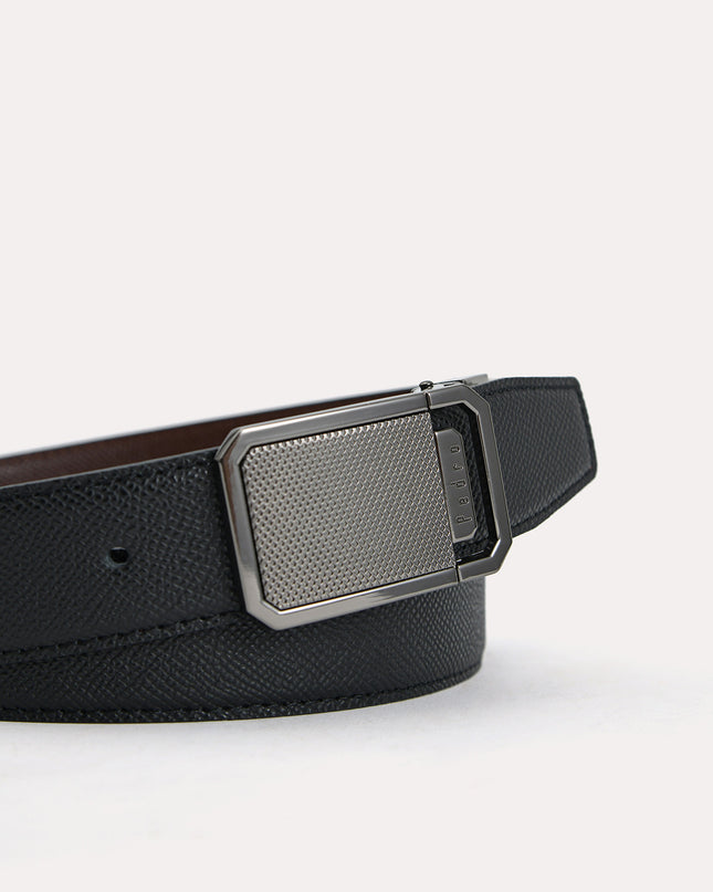 Textured Leather Reversible Tang Belt