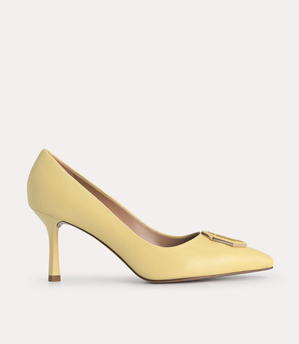 Octagon Buckle Leather Pumps