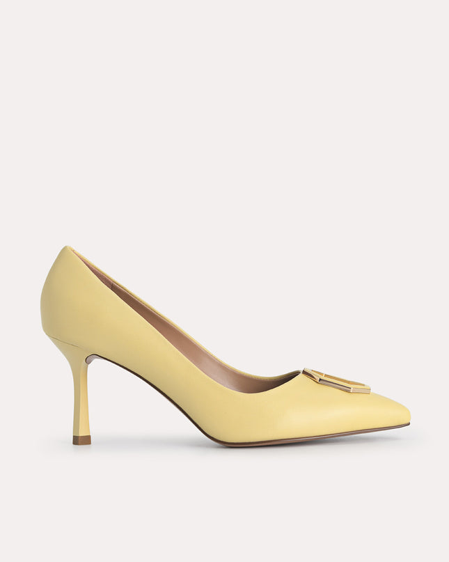 Octagon Buckle Leather Pumps
