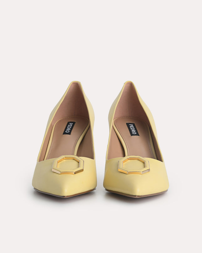Octagon Buckle Leather Pumps