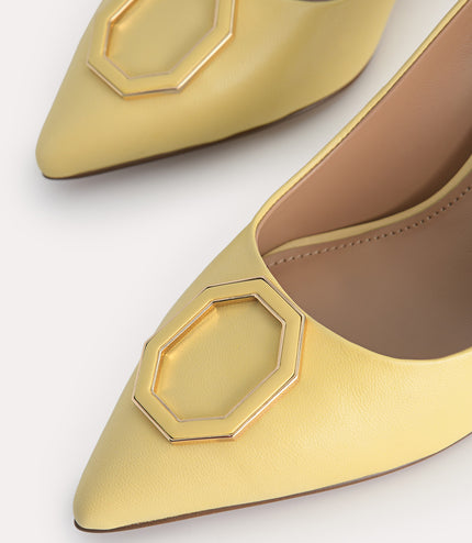 Octagon Buckle Leather Pumps