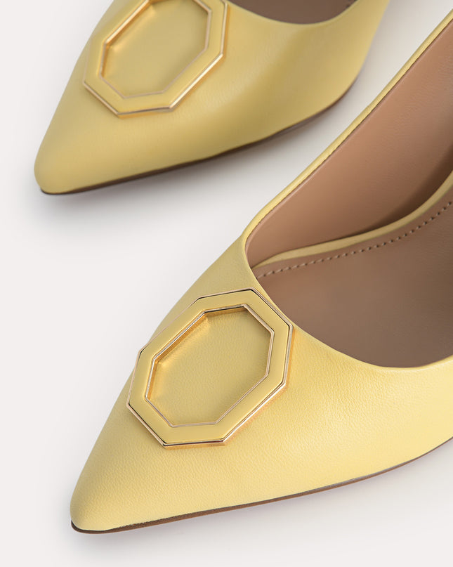 Octagon Buckle Leather Pumps