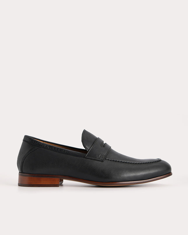 Textured Leather Penny Loafers