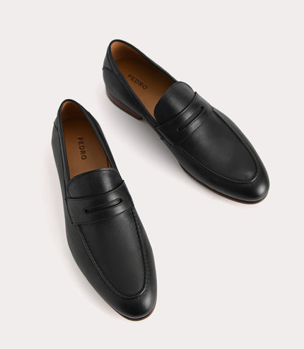 Textured Leather Penny Loafers