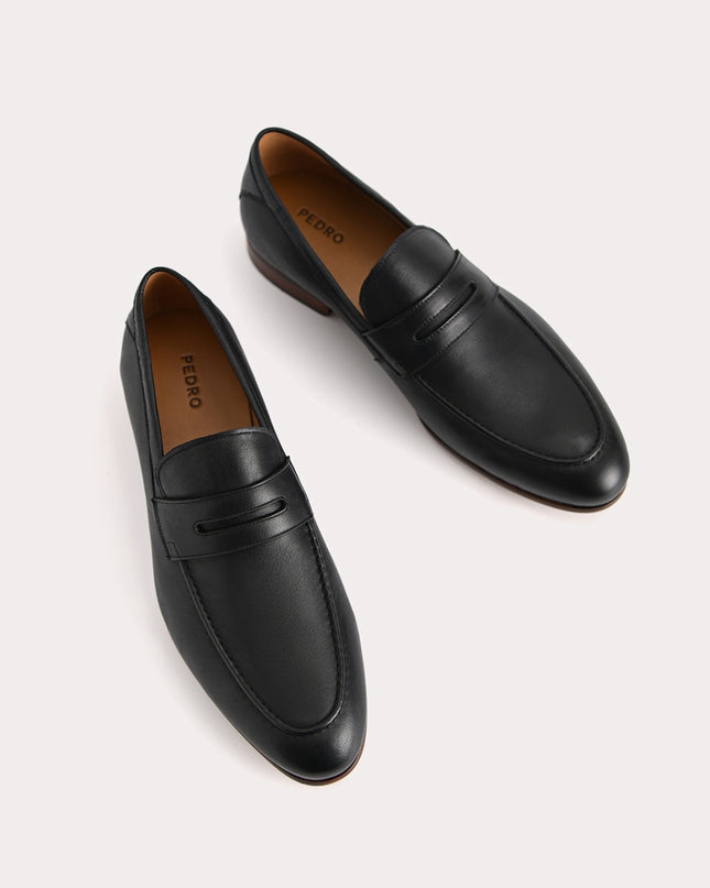 Textured Leather Penny Loafers