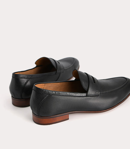 Textured Leather Penny Loafers