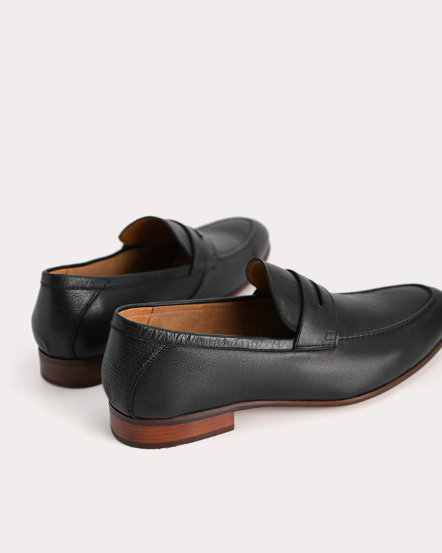 Textured Leather Penny Loafers