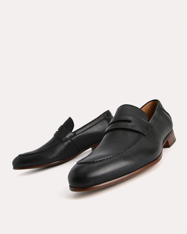 Textured Leather Penny Loafers