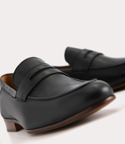 Textured Leather Penny Loafers