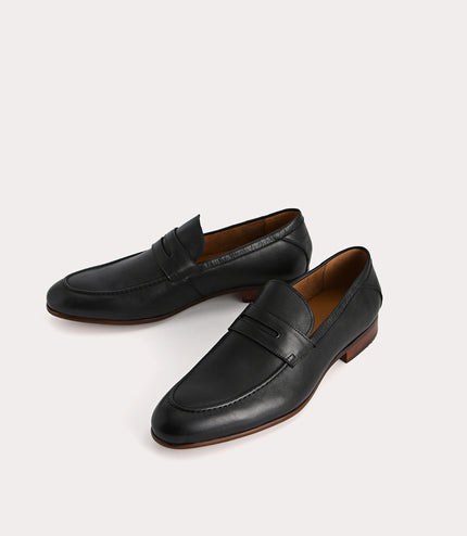 Textured Leather Penny Loafers