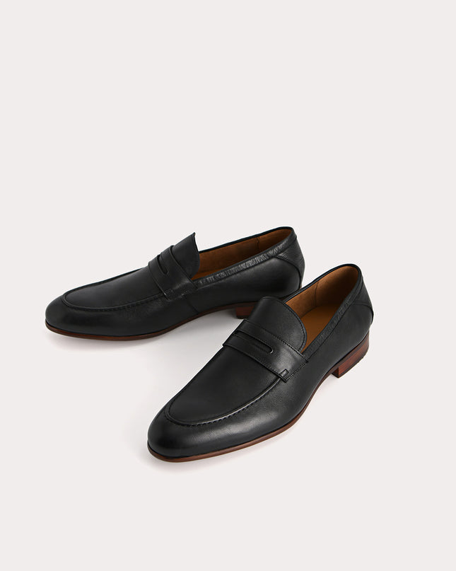 Textured Leather Penny Loafers
