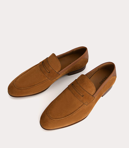 Textured Leather Penny Loafers