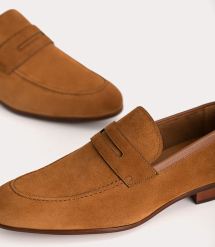 Textured Leather Penny Loafers
