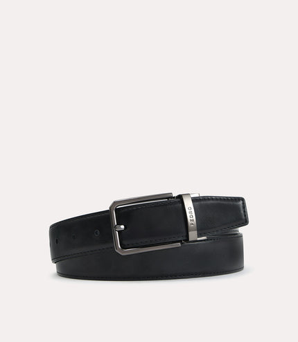 Textured Leather Reversible Pin Belt