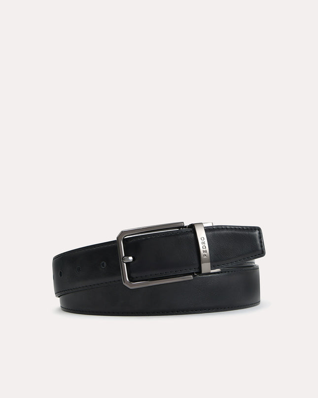 Textured Leather Reversible Pin Belt