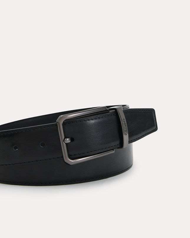 Textured Leather Reversible Pin Belt