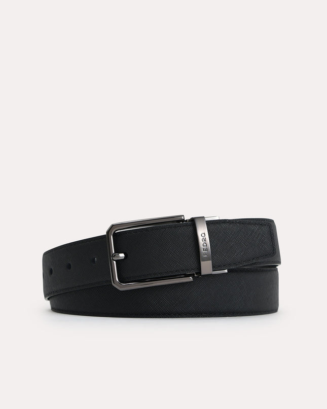 Textured Leather Reversible Pin Belt