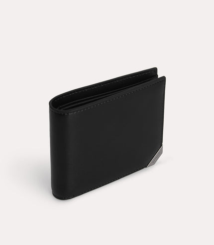 Textured Leather Bi-Fold Wallet with Flip