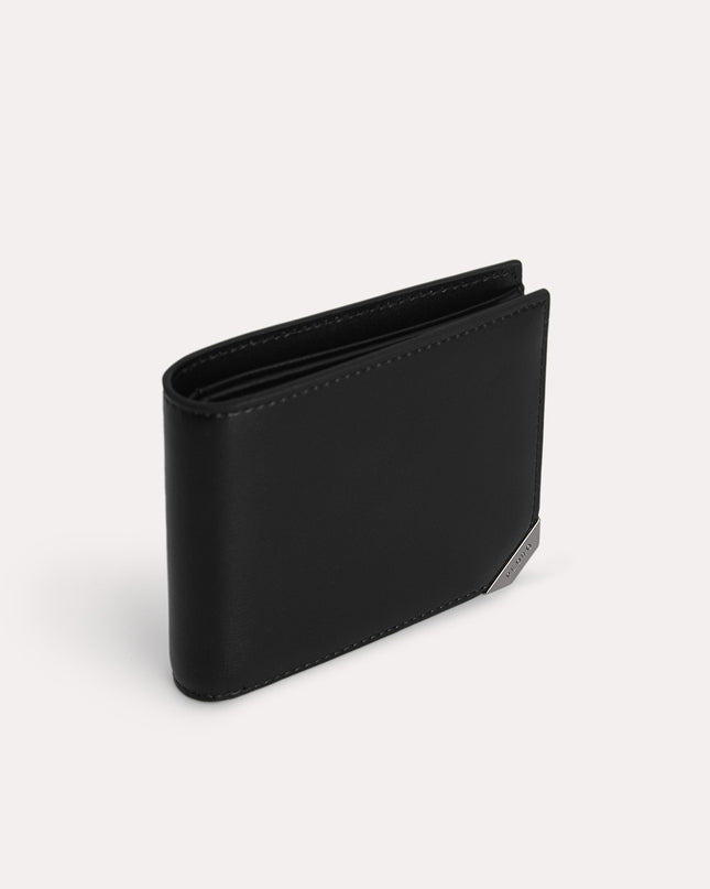 Textured Leather Bi-Fold Wallet with Flip