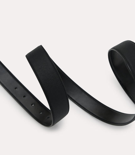 Textured Leather Reversible Pin Belt