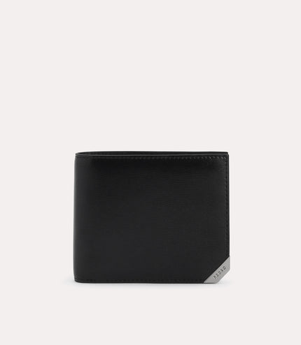 Textured Leather Bi-Fold Wallet with Flip