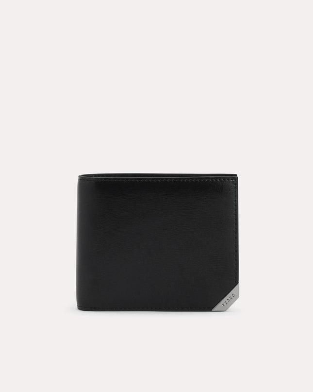 Textured Leather Bi-Fold Wallet with Flip