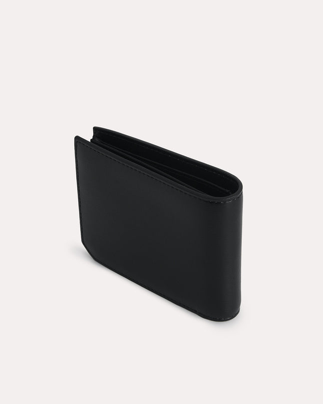 Textured Leather Bi-Fold Wallet with Flip