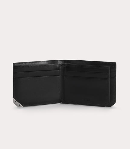 Textured Leather Bi-Fold Wallet with Flip