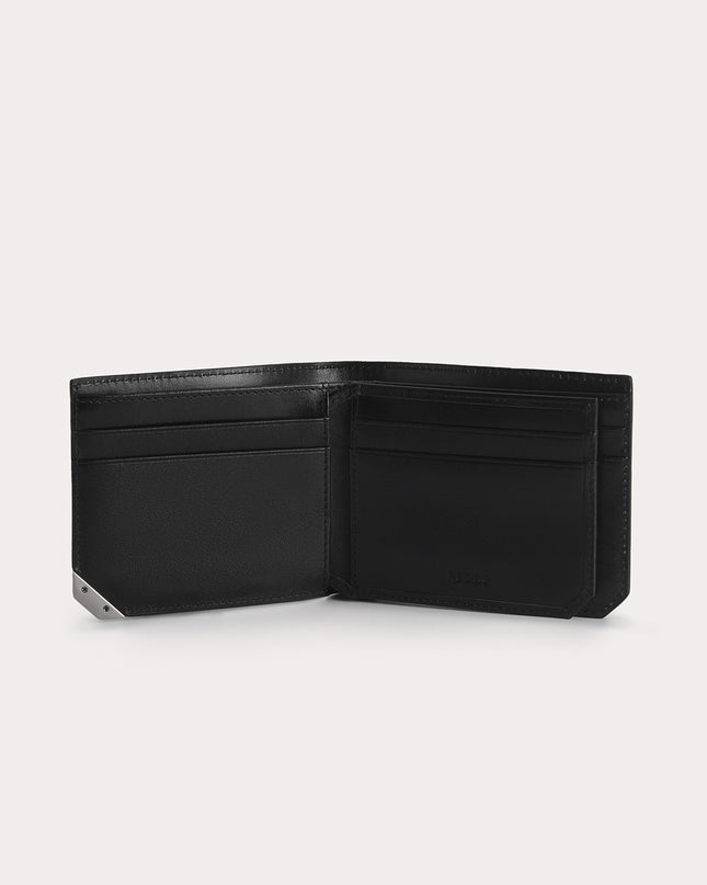 Textured Leather Bi-Fold Wallet with Flip