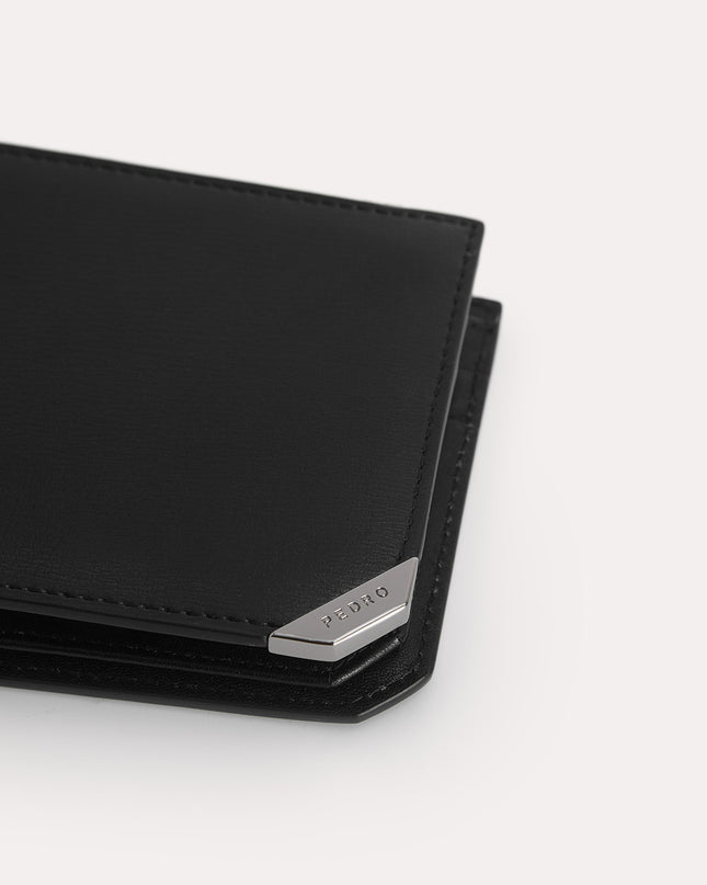 Textured Leather Bi-Fold Wallet with Flip